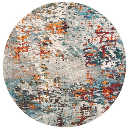 Safavieh 5 x 5 ft. Madison 400 Power Loomed Round Area Rug; Grey & Blue MAD471F-5R